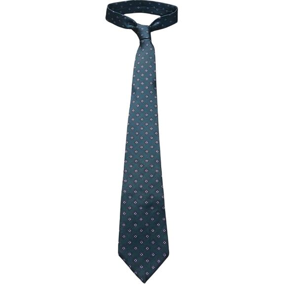 Christian Dior | Men’s Silk Tie | Dark Green & Magenta | Diamond Pattern - Picture 5 of 6